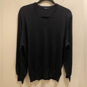 Pal Zileri Black Men's Virgin Wool V-Neck Lightweight Sweater Size 52(L) FLAW